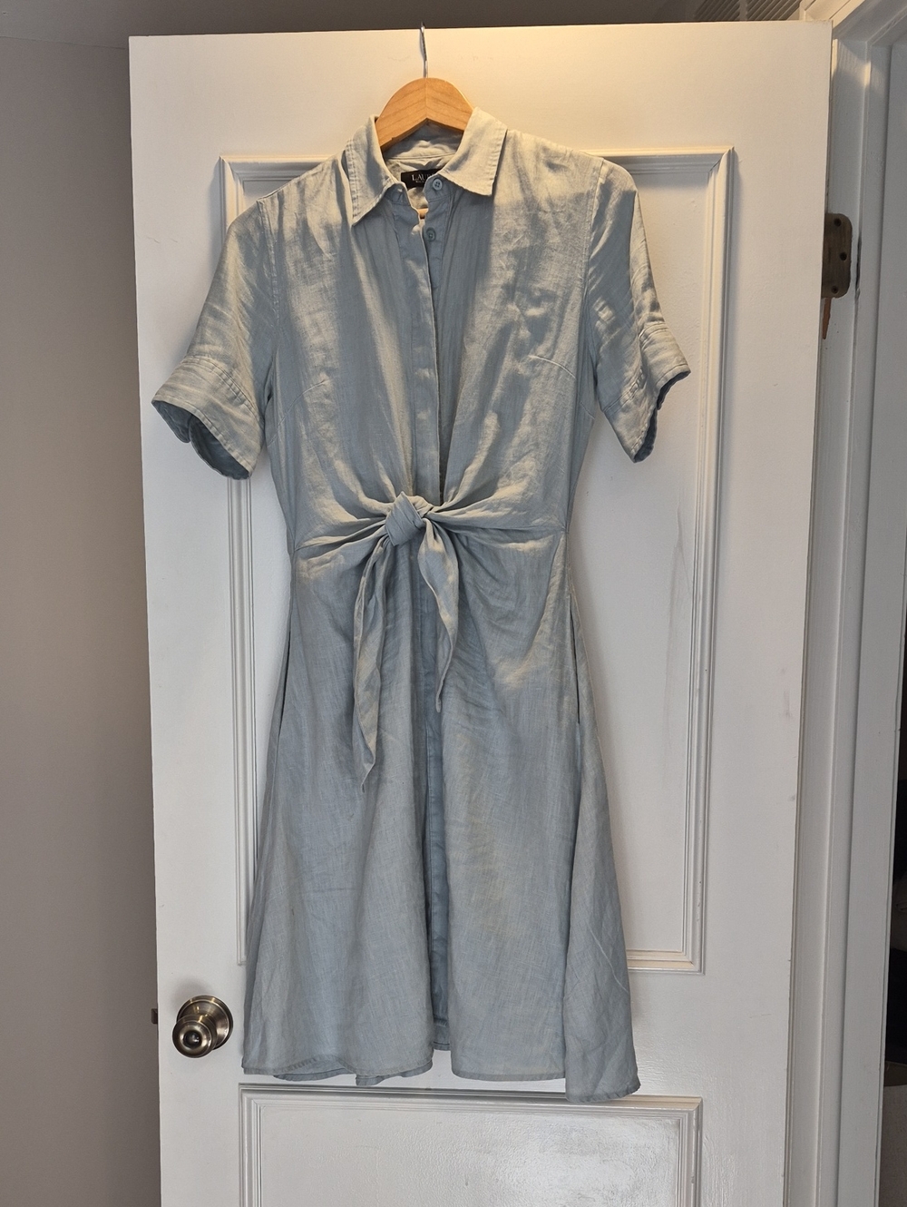 Polo by Ralph Lauren Light Blue Tie-Front Midi Dress